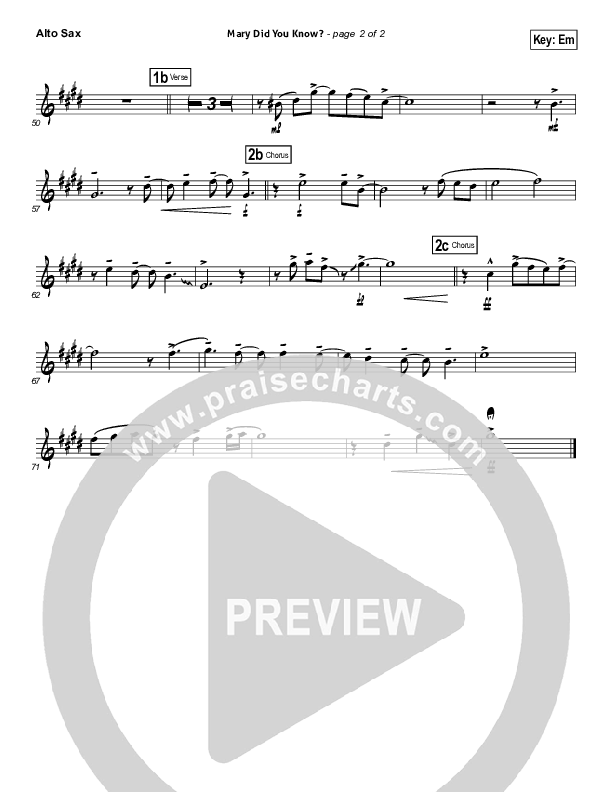 Mary Did You Know Alto Sax (Kutless)