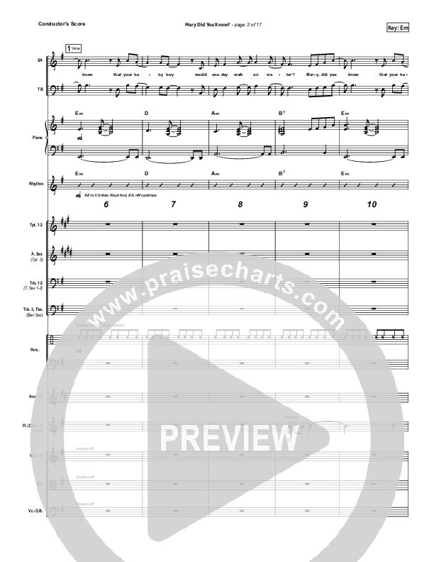 Mary Did You Know Conductor's Score (Kutless)