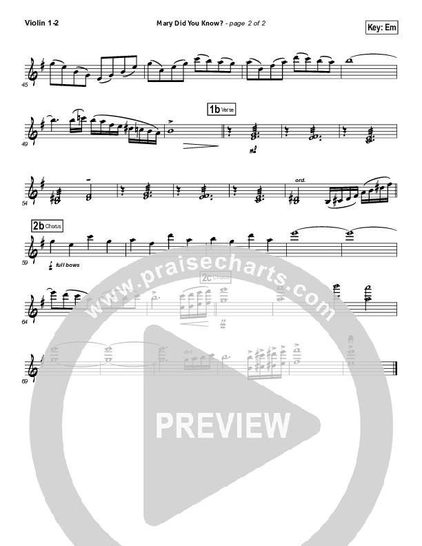 Mary Did You Know Violin 1/2 (Kutless)