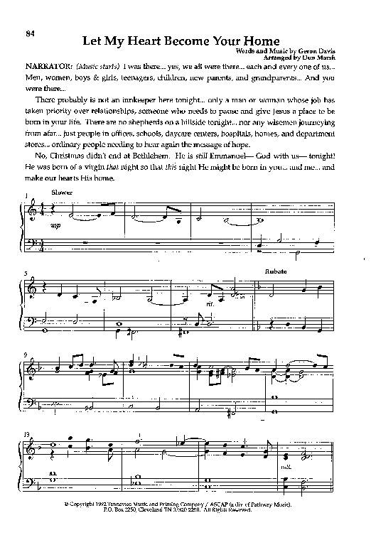 Let My Heart Become Your Home Lead & Piano (Geron Davis)