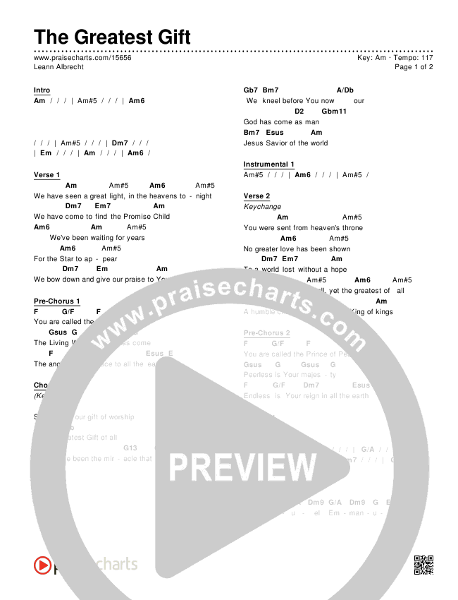 The Greatest Gift Chords & Lyrics (Leann Albrecht)