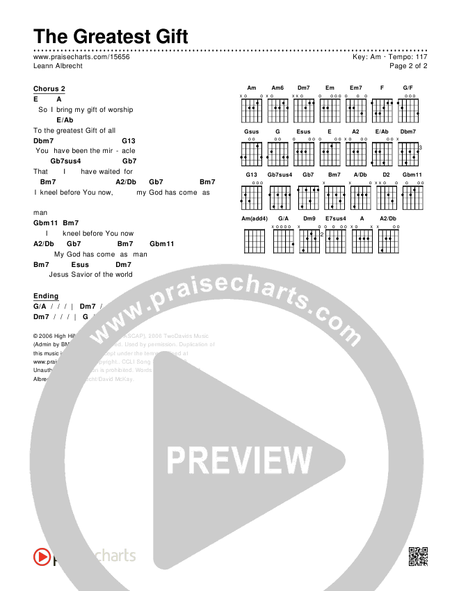 The Greatest Gift Chords & Lyrics (Leann Albrecht)