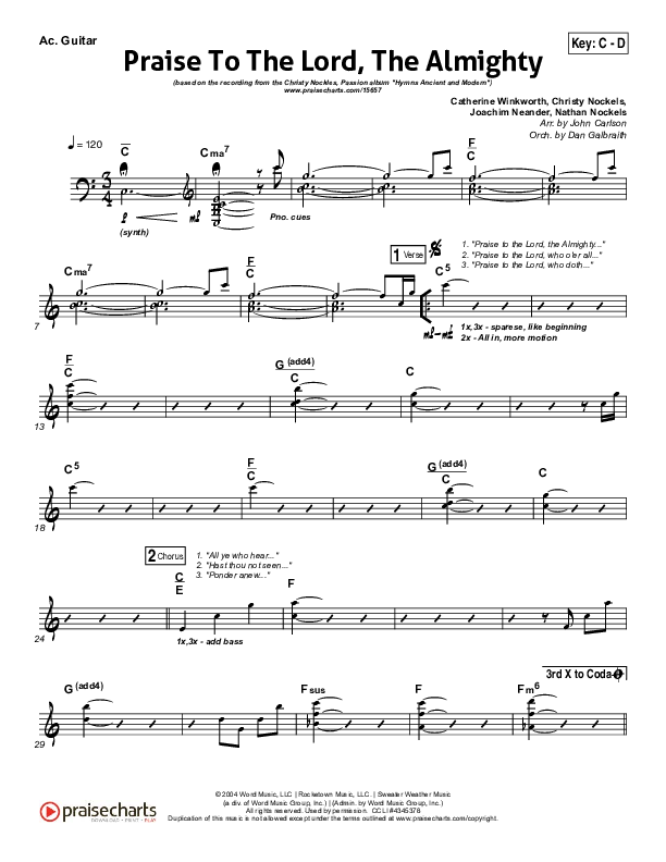 Praise To The Lord The Almighty Acoustic Guitar (Christy Nockels / Passion)