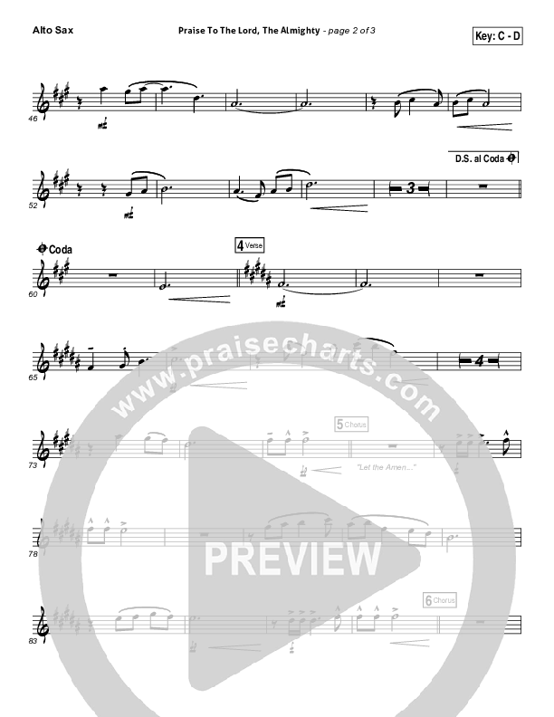 Praise To The Lord The Almighty Alto Sax (Christy Nockels / Passion)