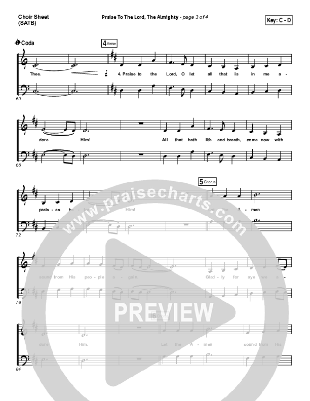 Praise To The Lord The Almighty Choir Sheet (SATB) (Christy Nockels / Passion)