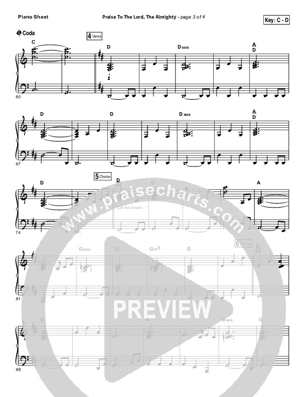 Praise To The Lord The Almighty Piano Sheet (Christy Nockels / Passion)