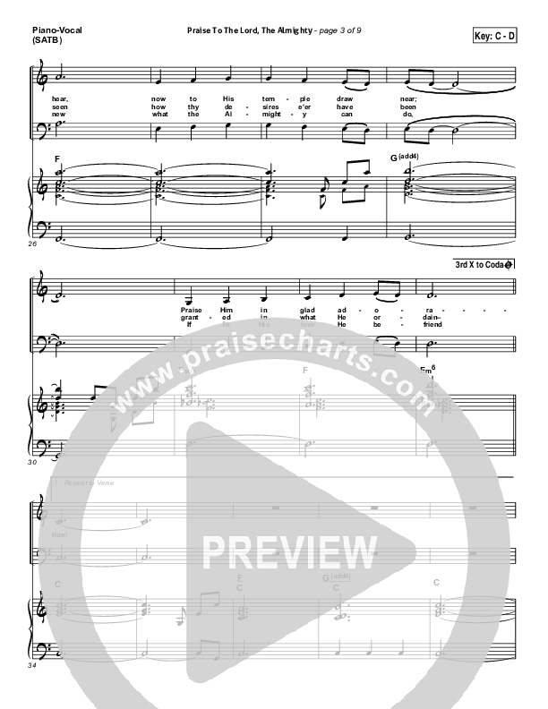 Praise To The Lord The Almighty Piano/Vocal (SATB) (Christy Nockels / Passion)