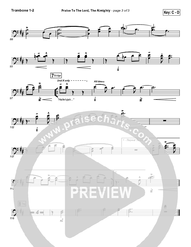 Praise To The Lord The Almighty Trombone 1/2 (Christy Nockels / Passion)