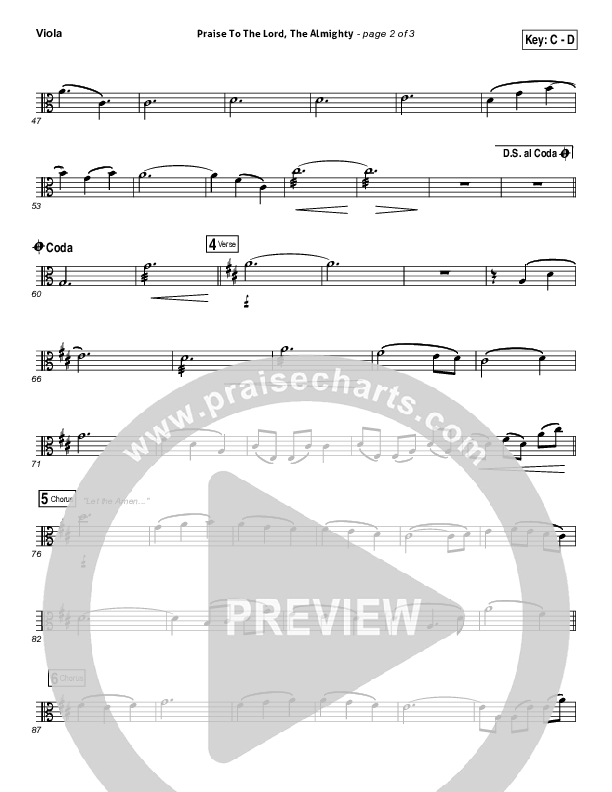 Praise To The Lord The Almighty Viola (Christy Nockels / Passion)