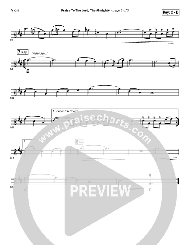 Praise To The Lord The Almighty Viola (Christy Nockels / Passion)