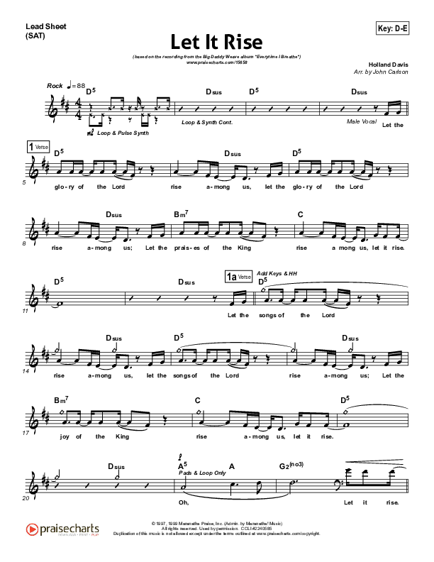 Let It Rise Lead (SAT) (Big Daddy Weave)