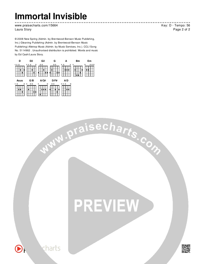 Immortal Invisible Chords & Lyrics (Laura Story)