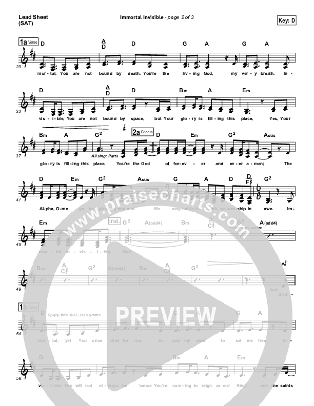 Immortal Invisible Lead (SAT) (Laura Story)