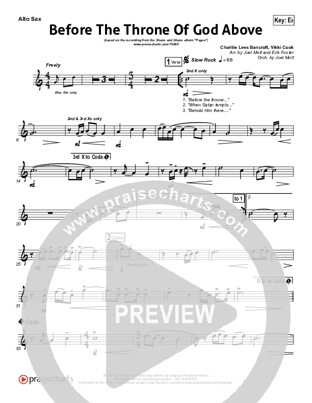 Before The Throne Of God Above Alto Sax (Shane & Shane)