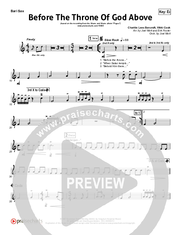 Before The Throne Of God Above Bari Sax (Shane & Shane)