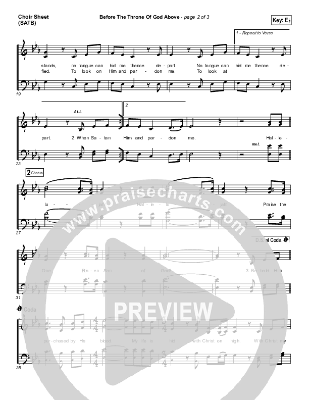 Before The Throne Of God Above Choir Sheet (SATB) (Shane & Shane)