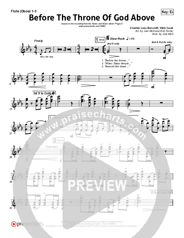Before The Throne Of God Above Flute/Oboe 1/2/3 (Shane & Shane)