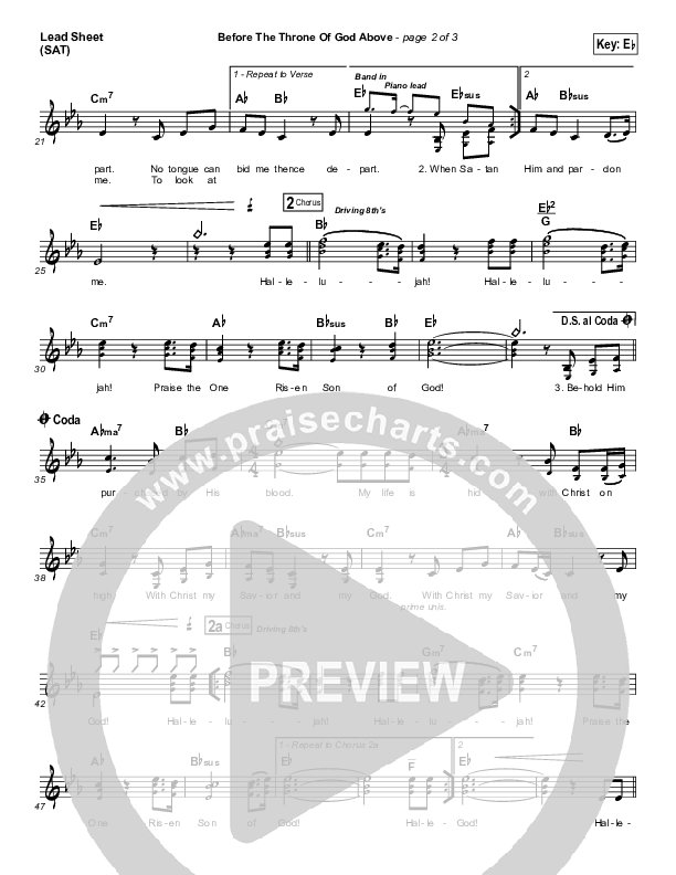Before The Throne Of God Above Lead Sheet (SAT) (Shane & Shane)