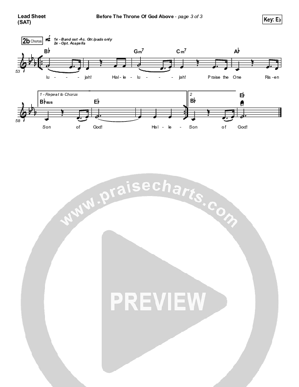 Before The Throne Of God Above Lead Sheet (SAT) (Shane & Shane)