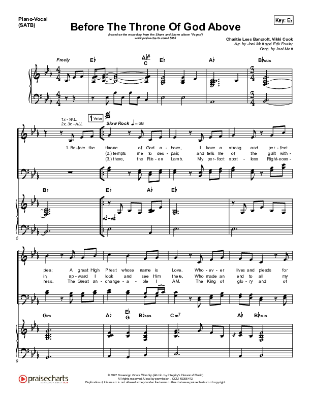 Before The Throne Of God Above Piano/Vocal (SATB) (Shane & Shane)