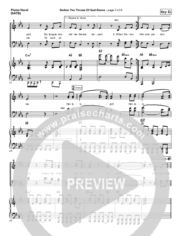 Before The Throne Of God Above Piano/Vocal (SATB) (Shane & Shane)