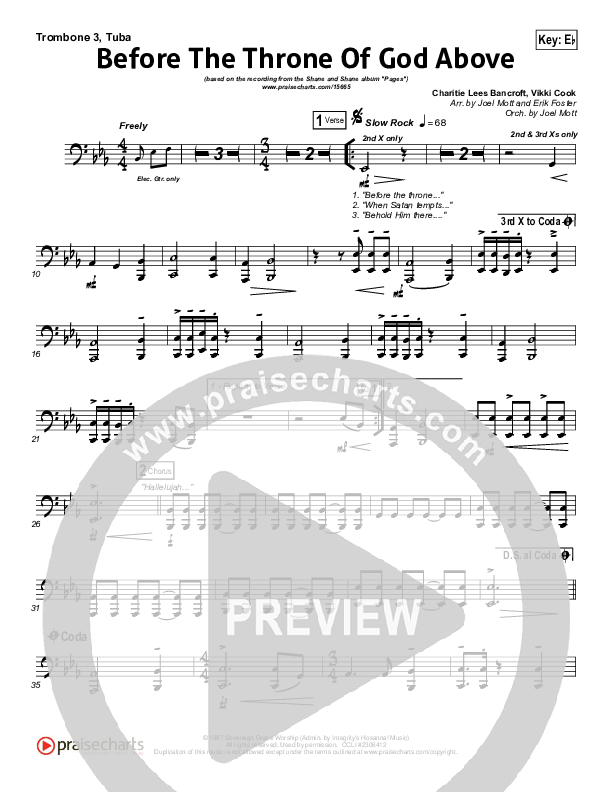 Before The Throne Of God Above Trombone 3/Tuba (Shane & Shane)
