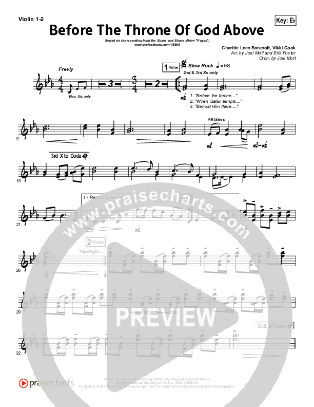 Before The Throne Of God Above Violin 1,2 (Shane & Shane)