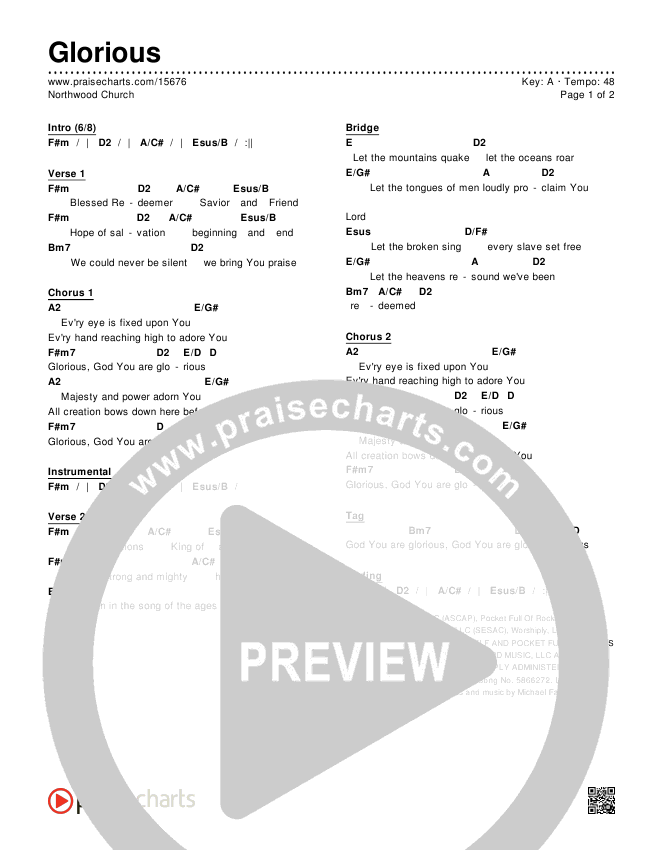 Glorious Chords & Lyrics (Northwood Church)