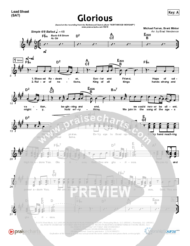 Glorious Lead Sheet (Northwood Church)