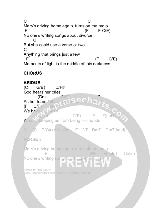 Lovers In Our Heads Chords & Lyrics (Todd Agnew)