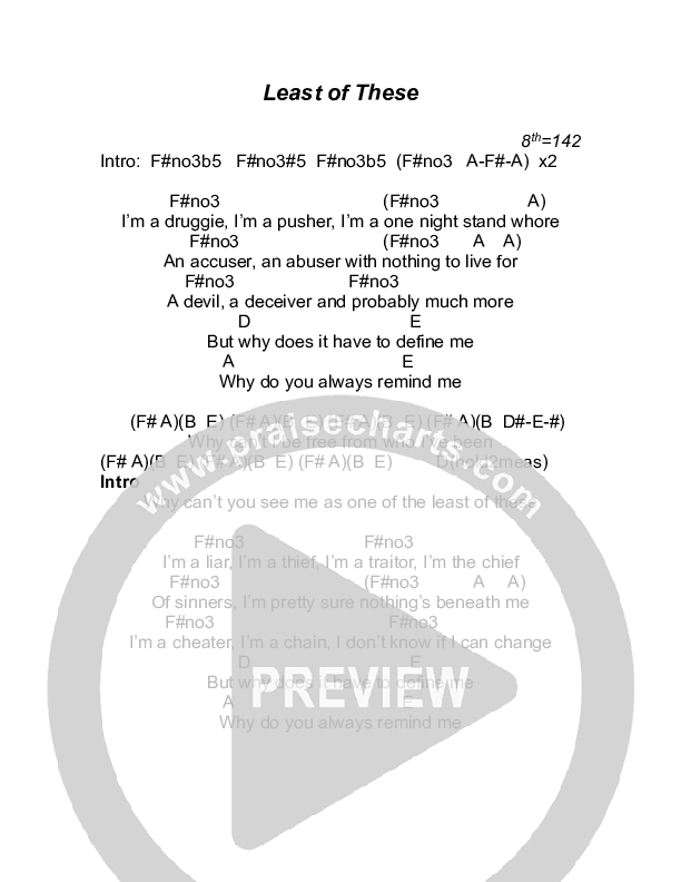 Least Of These Chords & Lyrics (Todd Agnew)