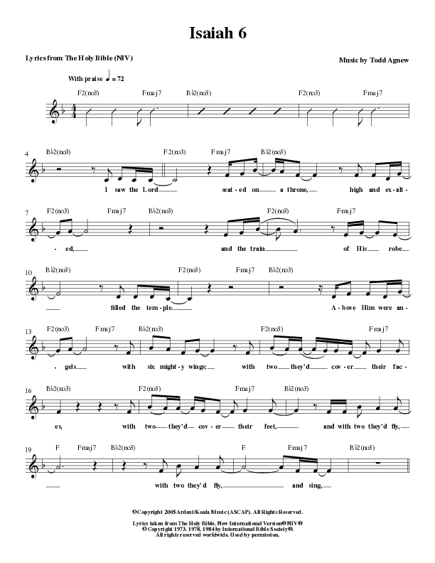 Isaiah 6 Lead Sheet (Todd Agnew)