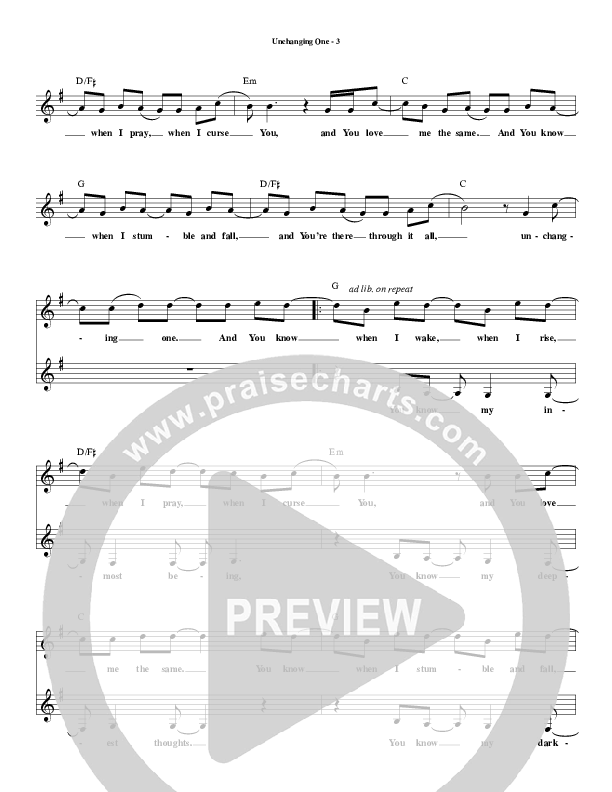 Unchanging One Lead Sheet (Todd Agnew)