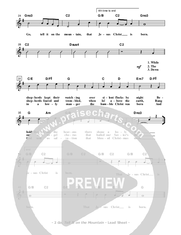 Go Tell It On The Mountain Lead Sheet (Don Chapman)