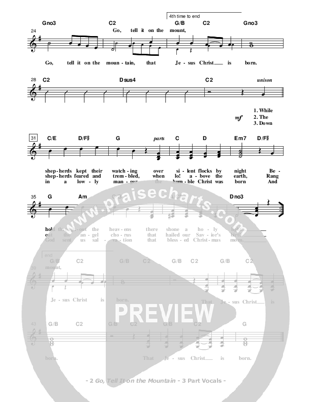 Go Tell It On The Mountain Lead Sheet (SAT) (Don Chapman)