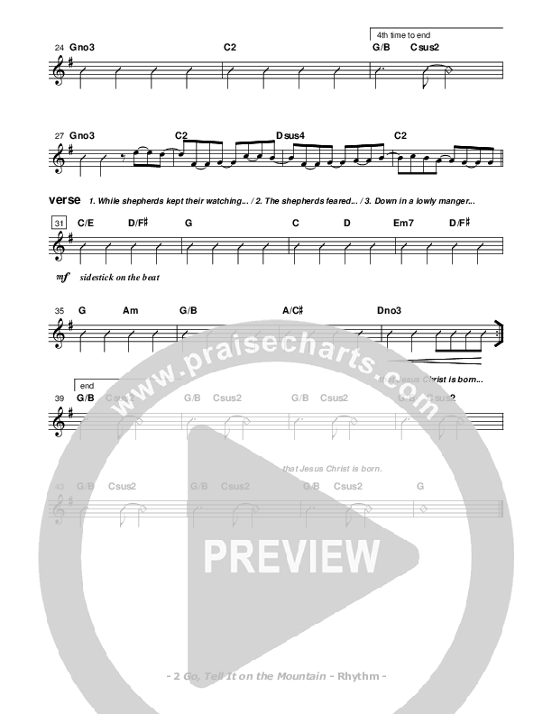 Go Tell It On The Mountain Rhythm Chart (Don Chapman)