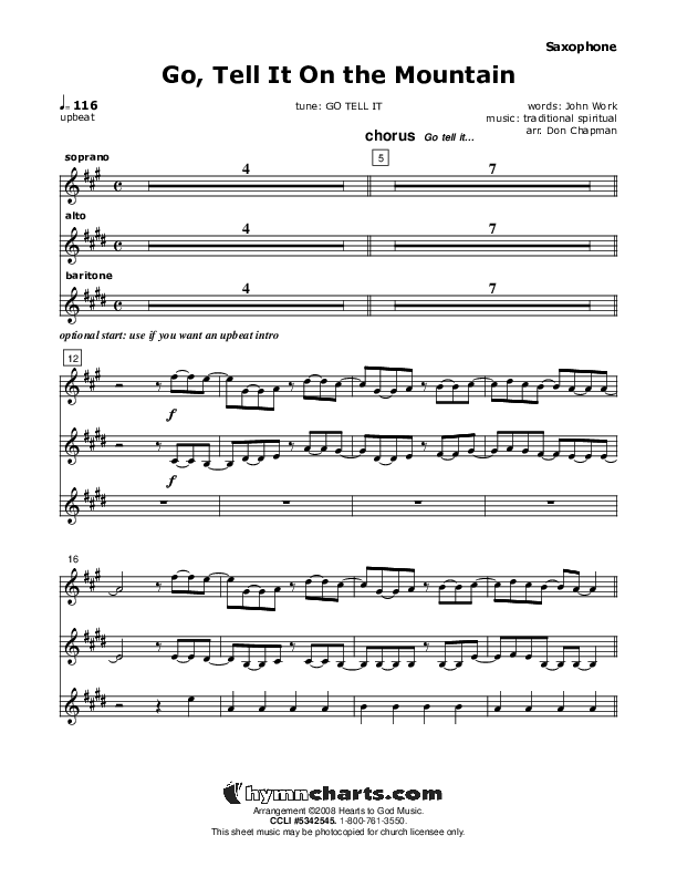 Go Tell It On The Mountain Saxophone (Don Chapman)