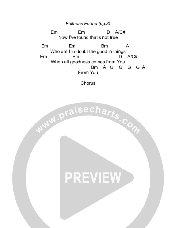 Fullness Found Chords & Lyrics (Todd Agnew)