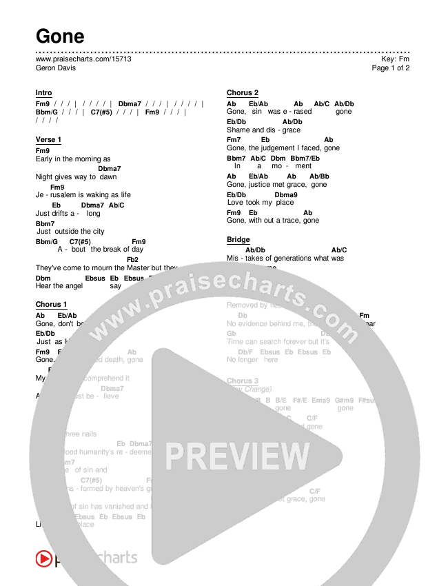 Gone Chords & Lyrics (Geron Davis)