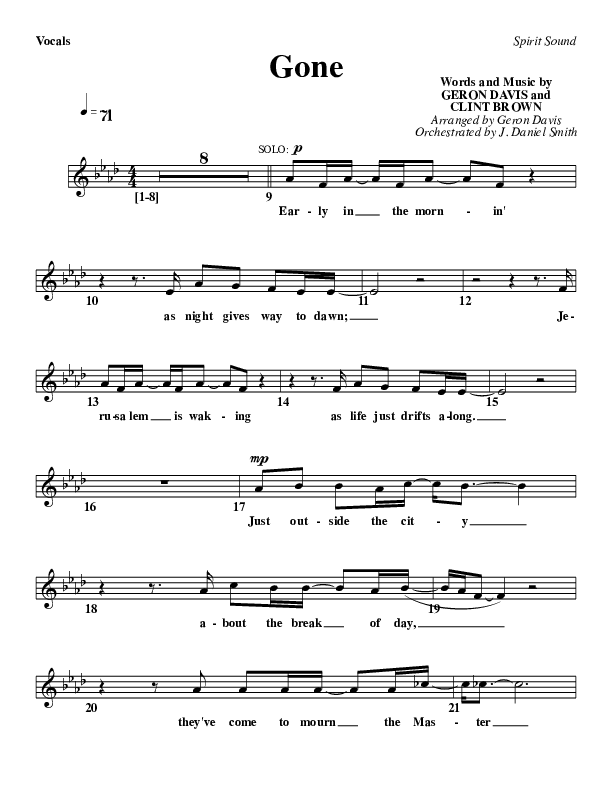 Gone Piano/Vocal (Geron Davis)