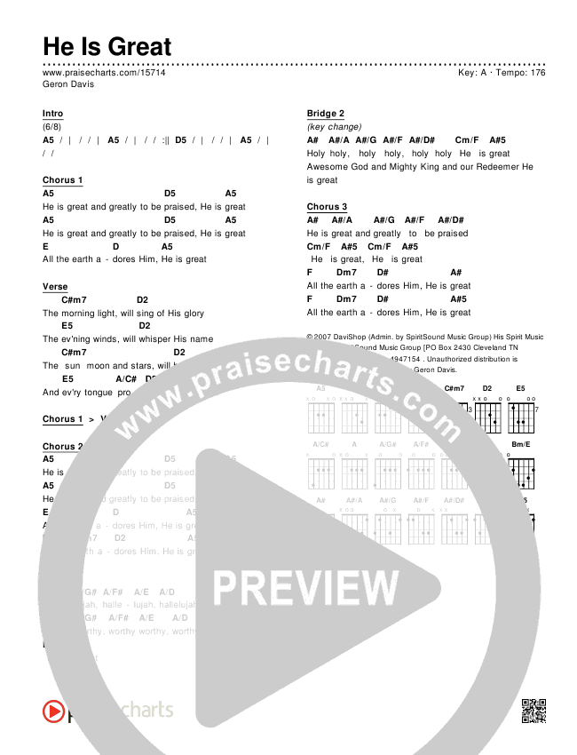 He Is Great Chords & Lyrics (Geron Davis)