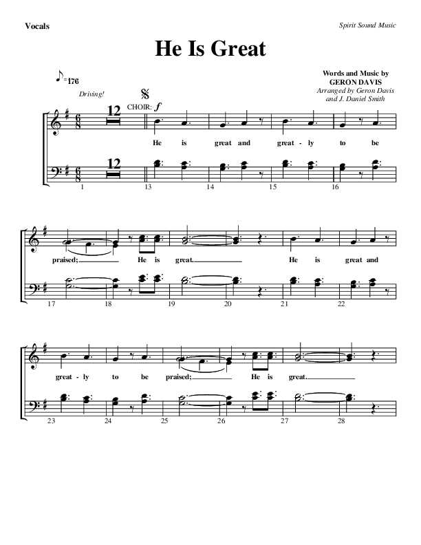 He Is Great Choir Sheet (SATB) (Geron Davis)