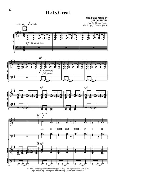 He Is Great Piano/Vocal (Geron Davis)