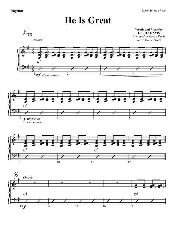 He Is Great Rhythm Chart (Geron Davis)