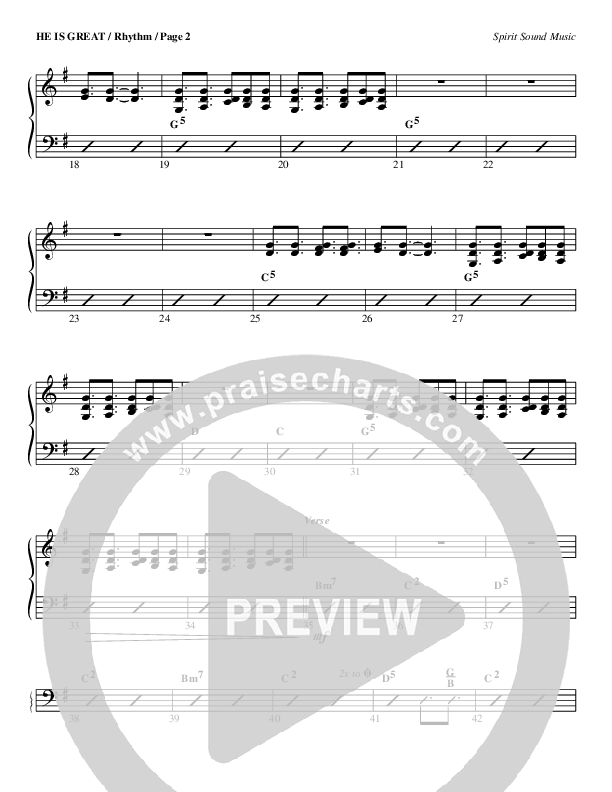 He Is Great Rhythm Chart (Geron Davis)