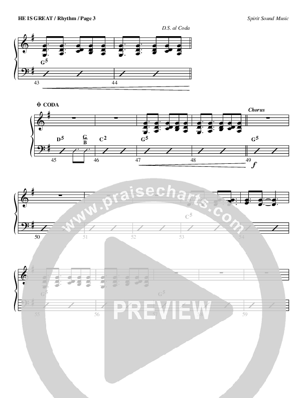 He Is Great Rhythm Chart (Geron Davis)