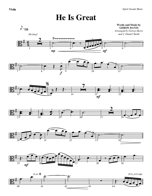 He Is Great Viola (Geron Davis)