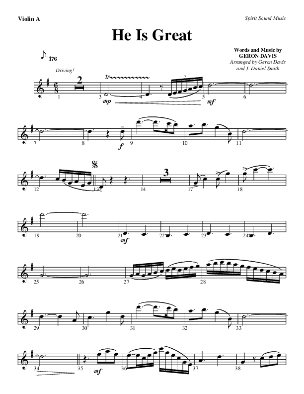 He Is Great Violin 1 (Geron Davis)