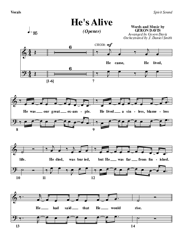 He's Alive Choir Sheet (SATB) (Geron Davis)