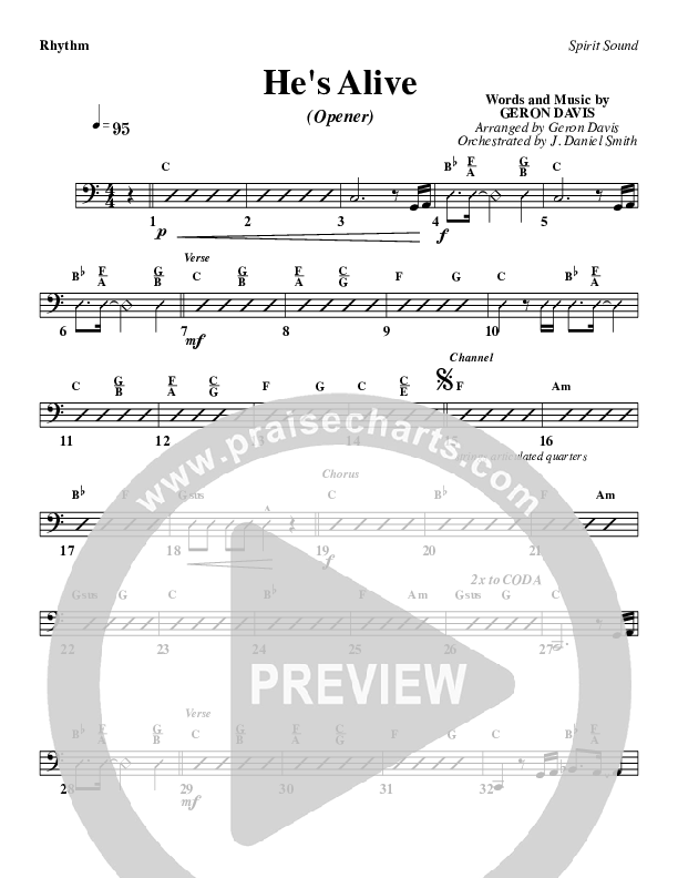 He's Alive Rhythm Chart (Geron Davis)